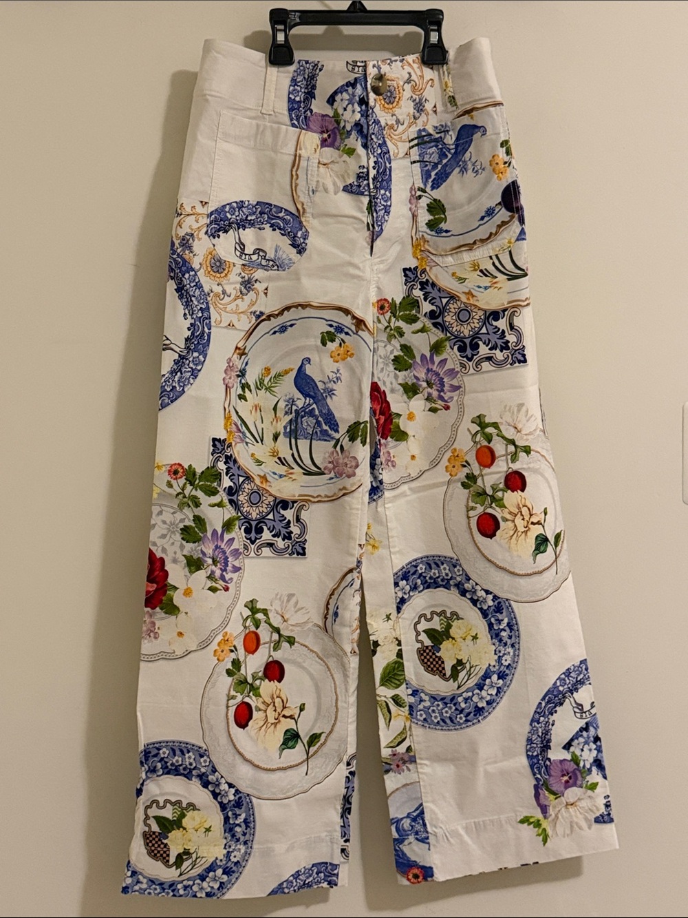 Maeve anthropology Wide-Leg Floral & Blue Print the Colette Pants